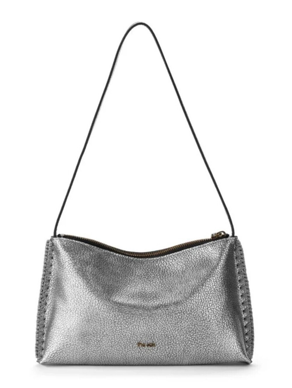 The Sak Mariposa Mini Shoulder Bag Dark Silver Metallic Leather NWT